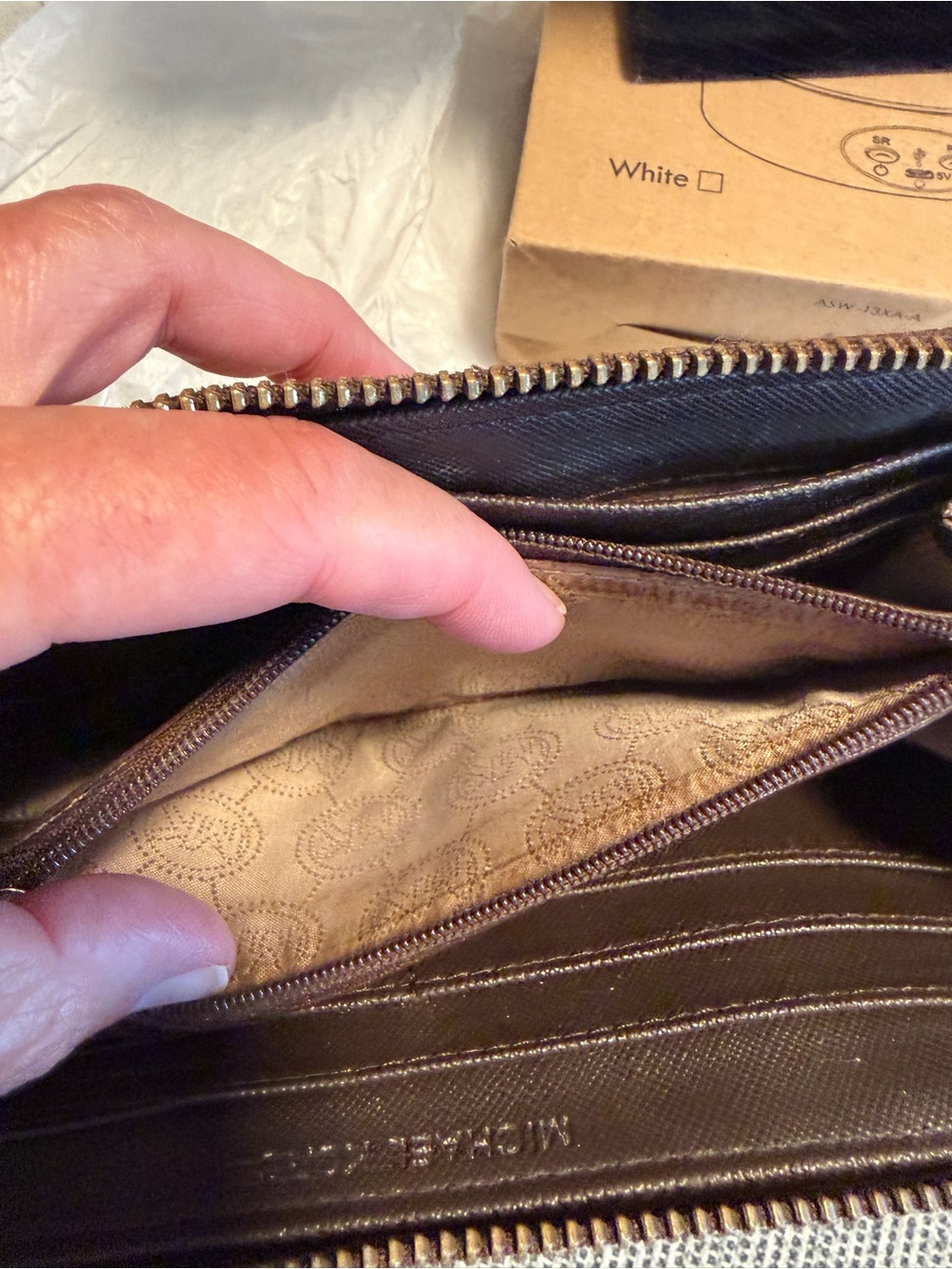 Michael Kors Zip-Around Wallet in Tan and Black Tiger-Print - Picture 12 of 15
